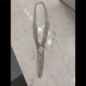 Stella & Dot Silver Beaded Tassel Necklace